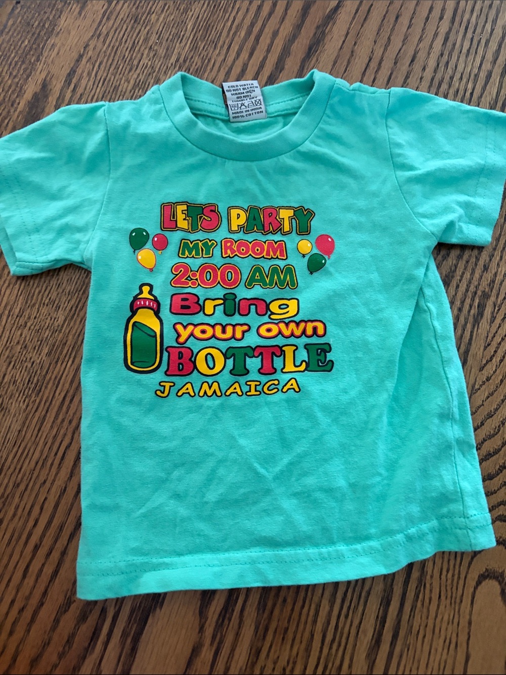 Kids Jamaica Turquoise 'Let's Party' Graphic Tee